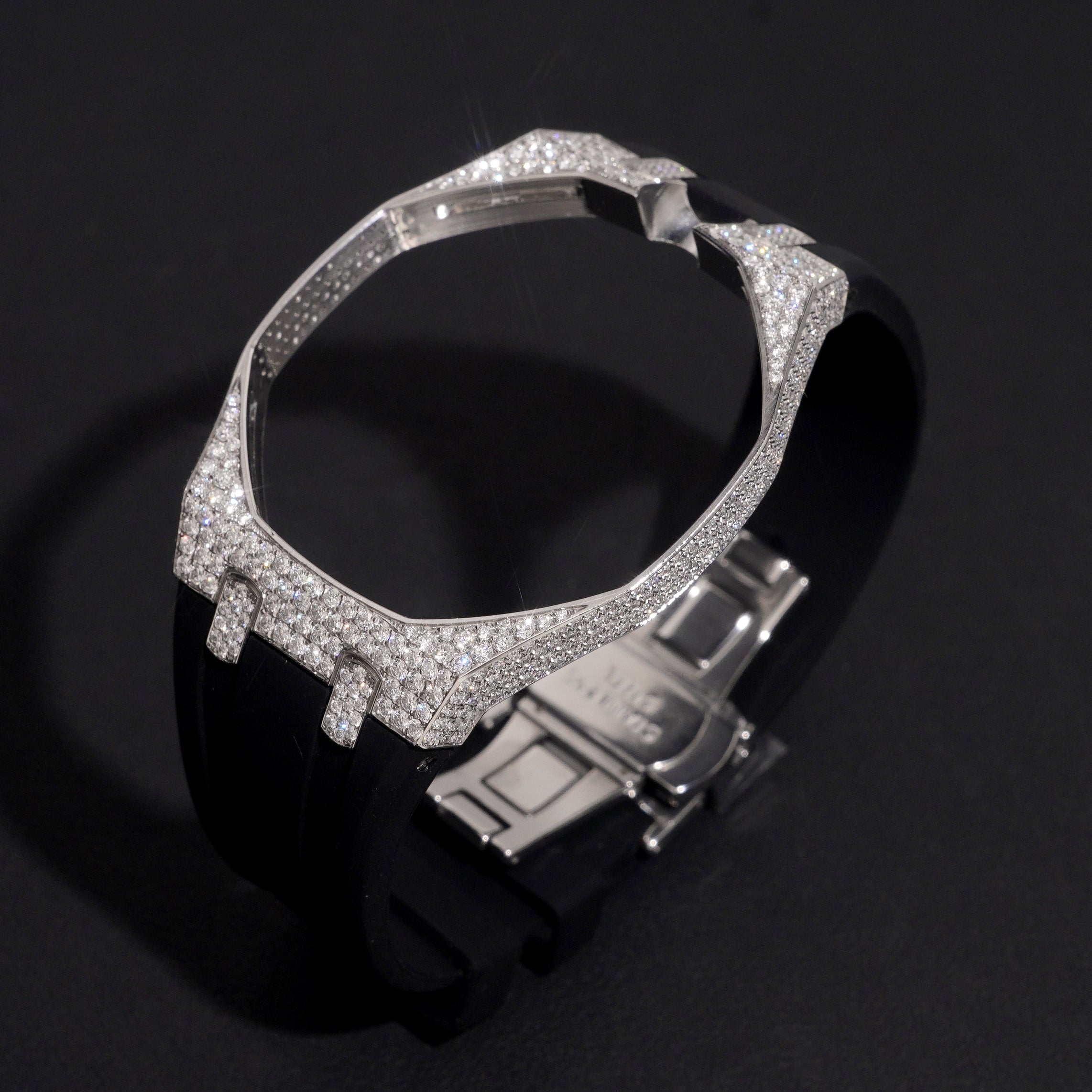 Stainless Steel 316L Moissanite Diamond Case Strap For Royal Pop Watch