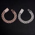 15MM Raised Stone Three Rows Moissanite Cuban Link Bracelet