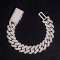 15MM Three Rows Prong Set Moissanite Diamond Cuban Link Bracelet