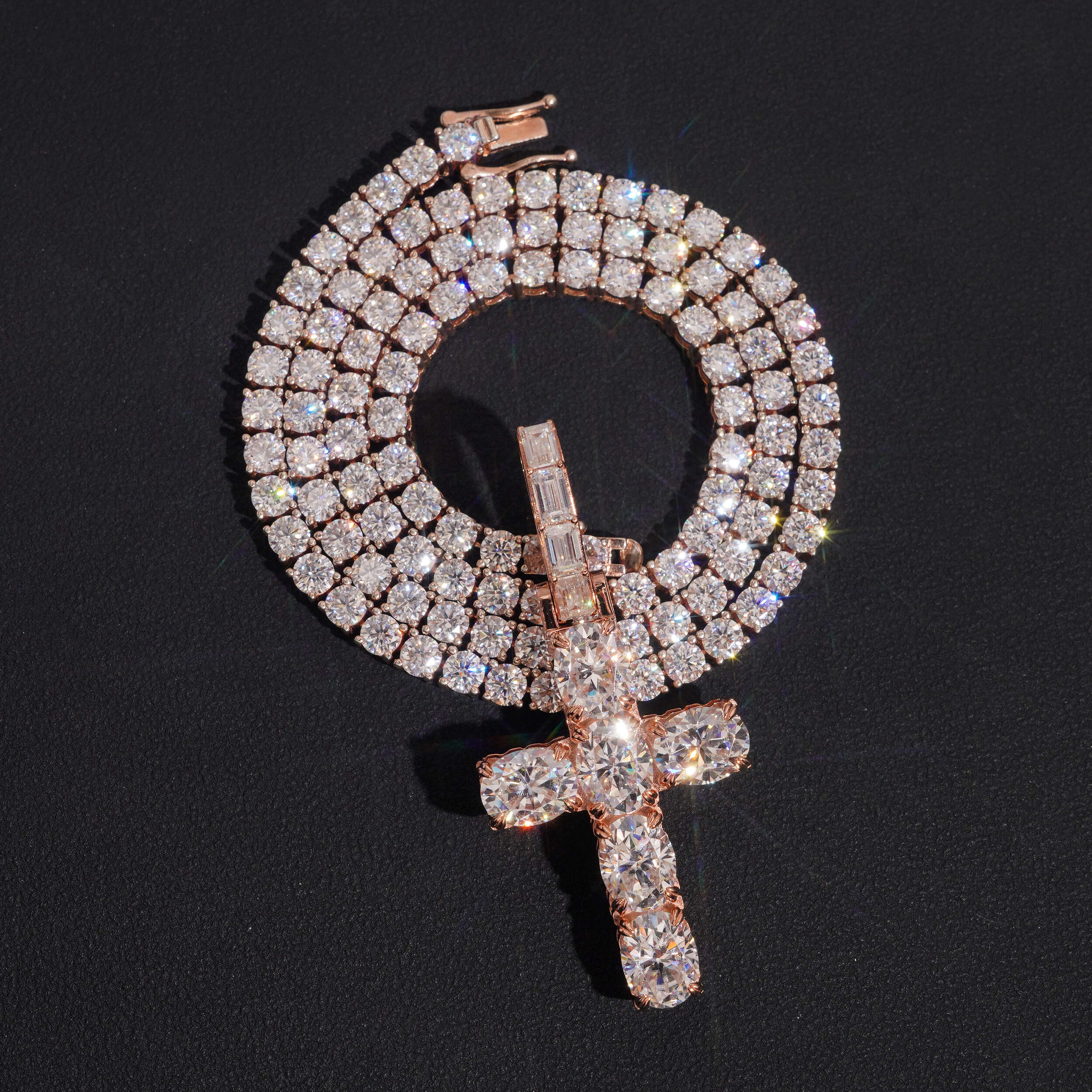 2Inch Big Oval Cut Moissanite Diamond Cross Pendant