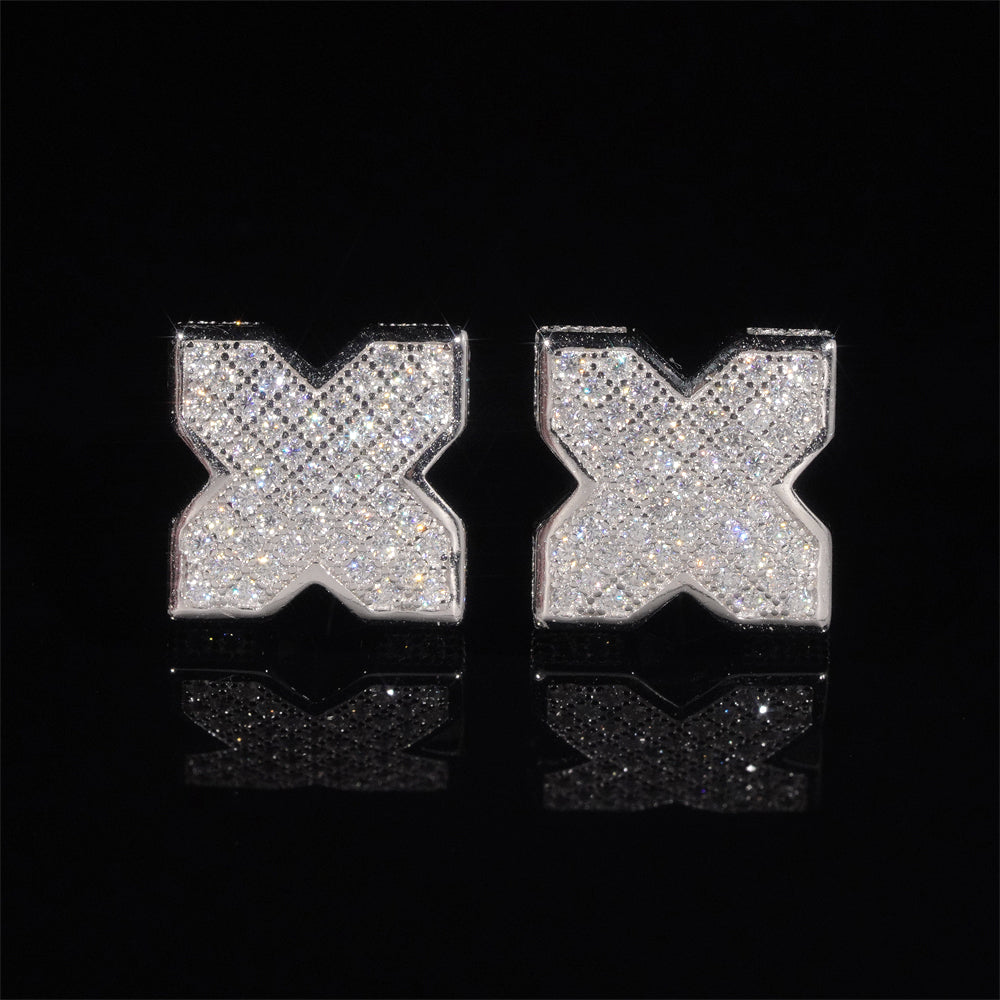 Clover Moissanite Earrings Men Style Iced Out VVS Diamond Moissanite