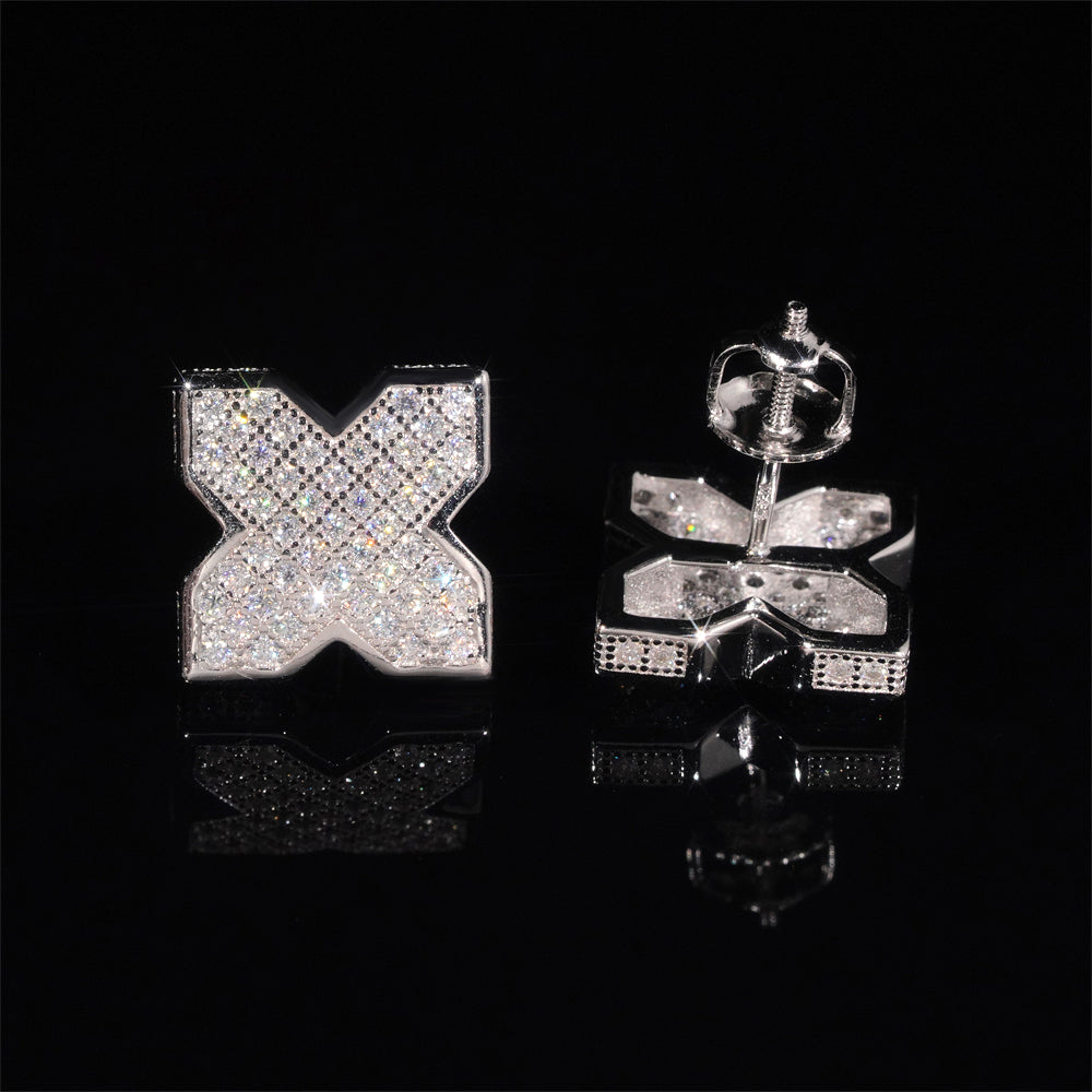 Clover Moissanite Earrings Men Style Iced Out VVS Diamond Moissanite