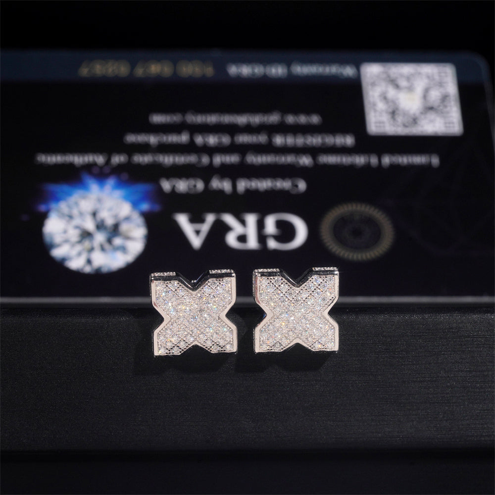 Clover Moissanite Earrings Men Style Iced Out VVS Diamond Moissanite