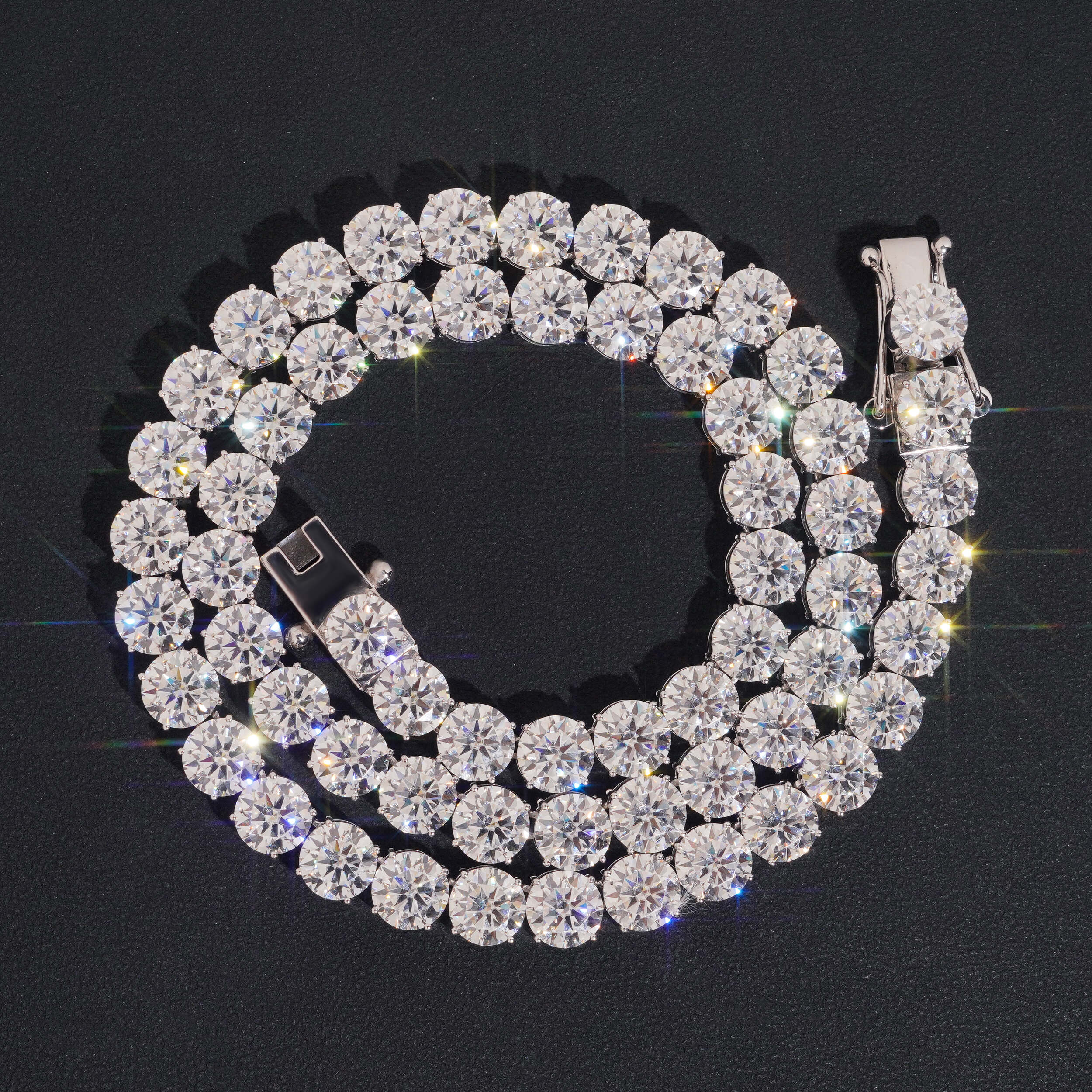 8MM 2CT Per Stone 10K Real Gold VVS Moissanite Tennis Chain Necklace
