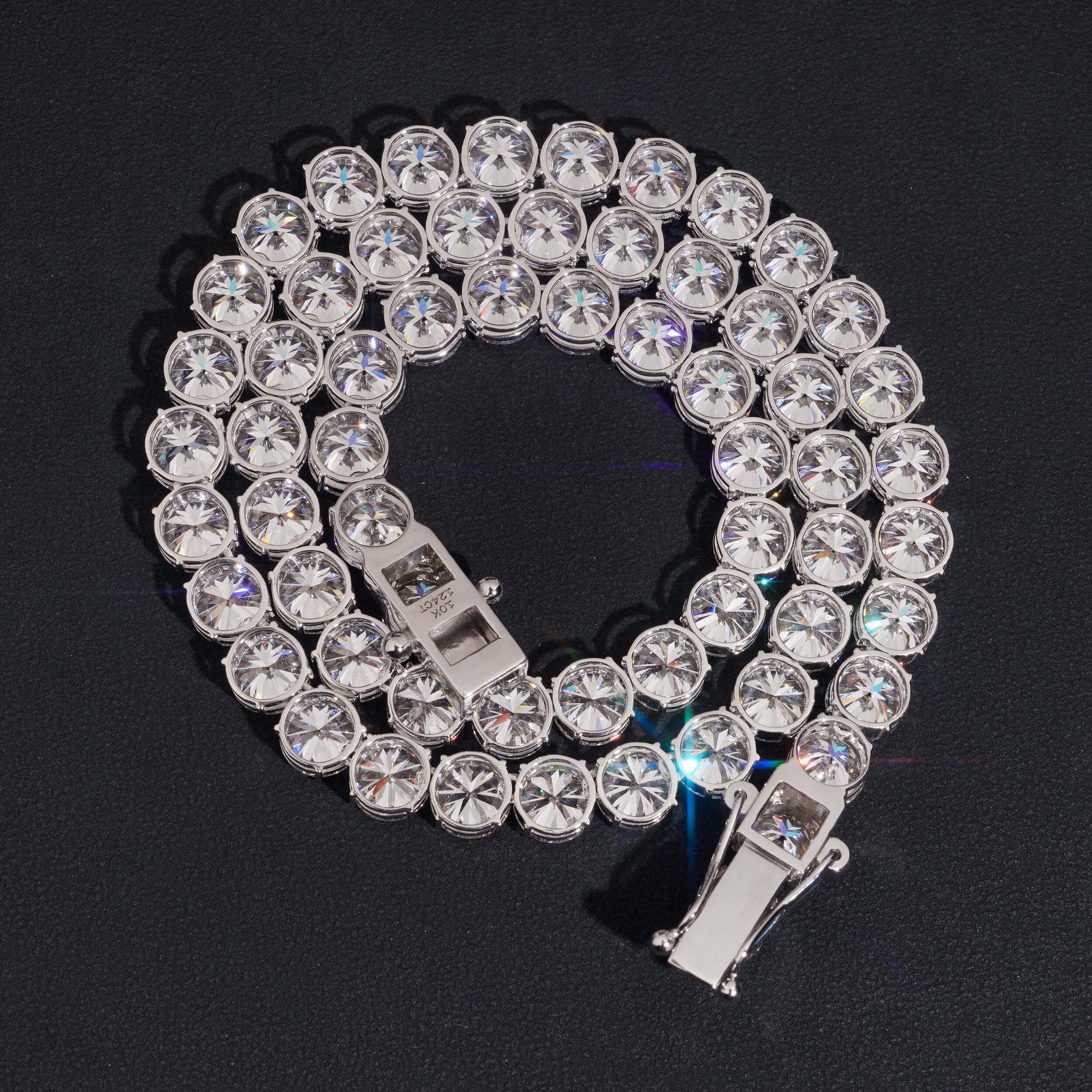 8MM 2CT Per Stone 10K Real Gold VVS Moissanite Tennis Chain Necklace