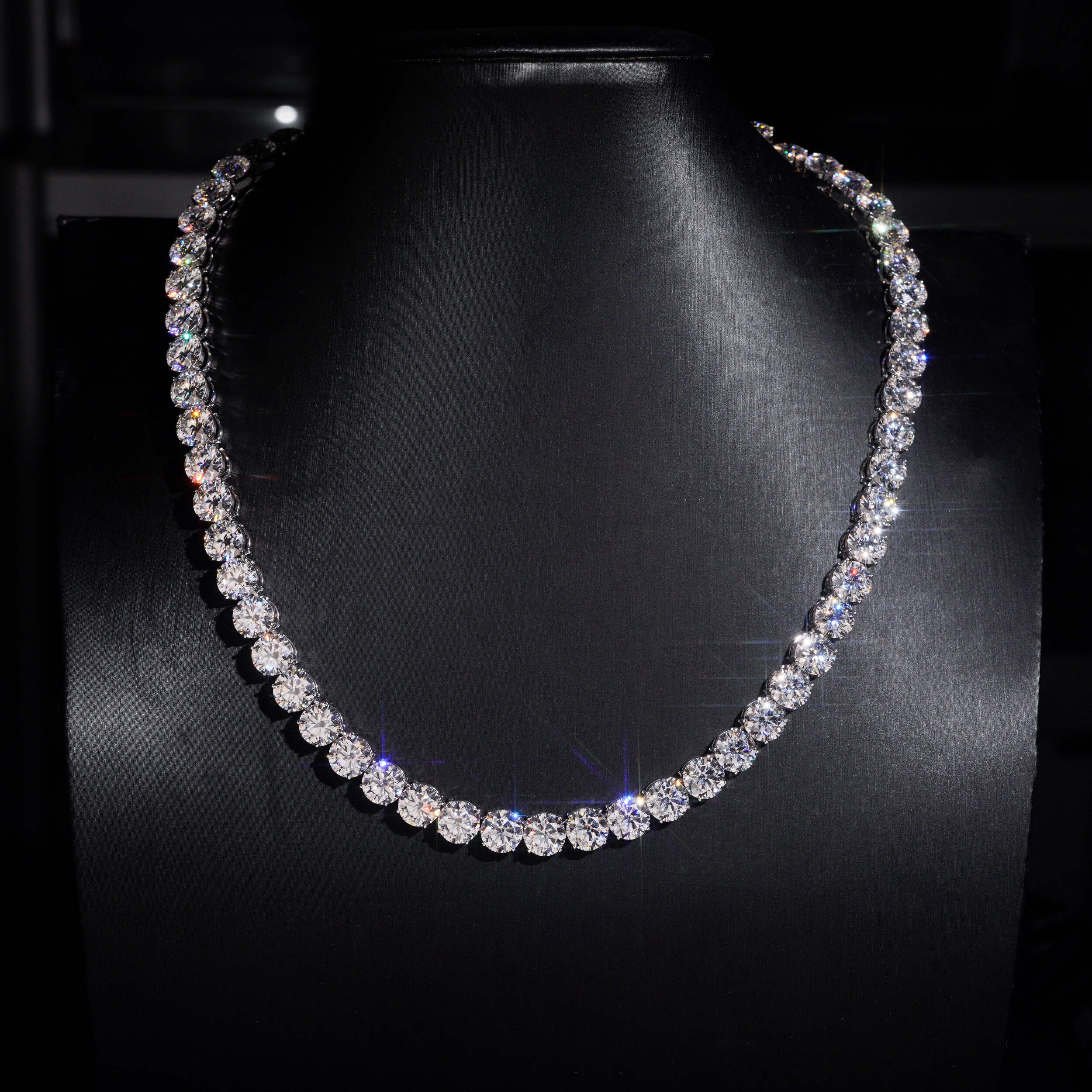 8MM 2CT Per Stone 10K Real Gold VVS Moissanite Tennis Chain Necklace