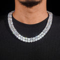 Round Mix Emerald Cut VVS Moissanite Tennis Chain Necklace 10K Real Gold
