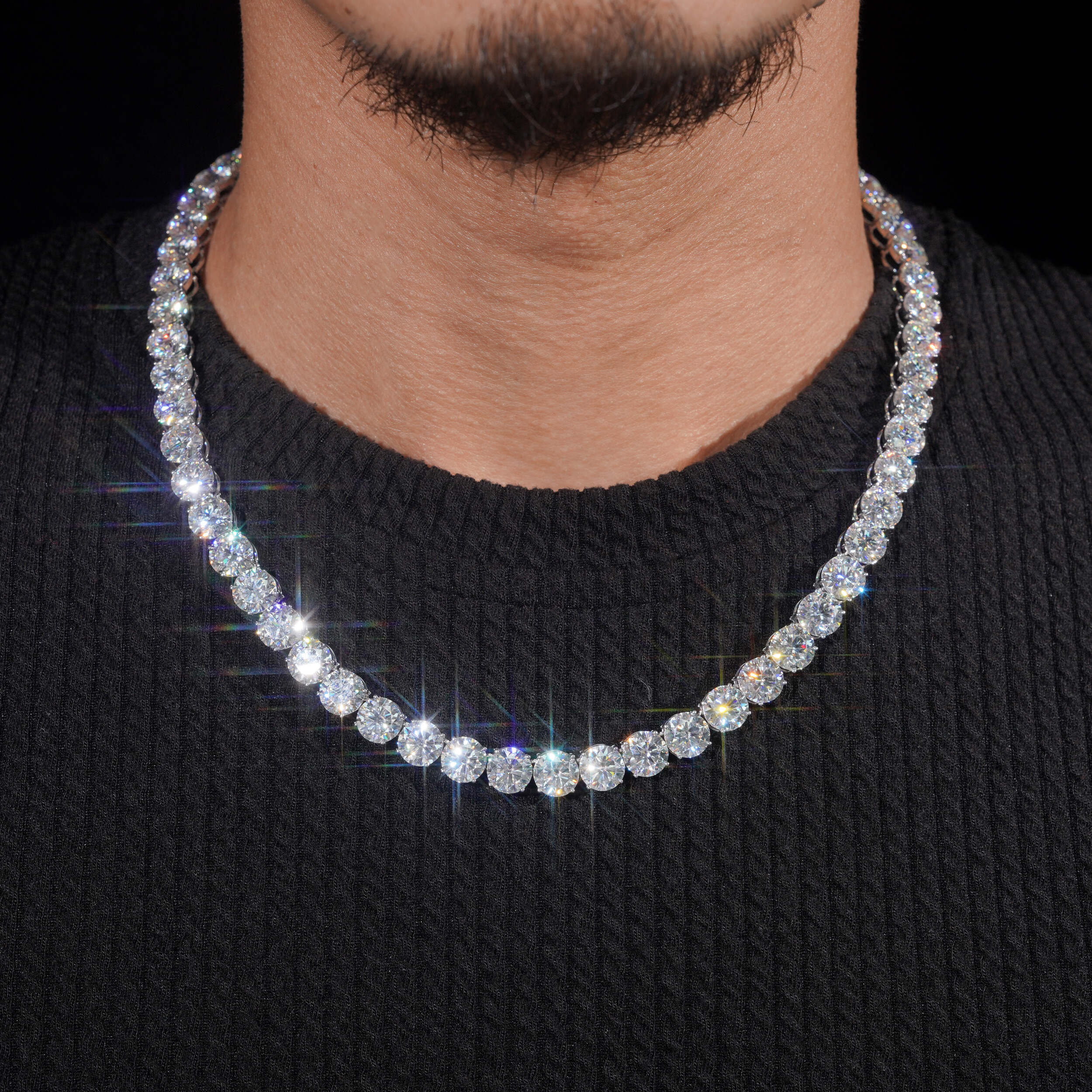 8MM 2CT Per Stone 10K Real Gold VVS Moissanite Tennis Chain Necklace