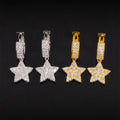 925 Sterling Silver GRA Certificated Star Charm Hoop Earrings Moissanite Diamond