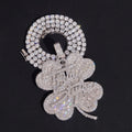 Moissanite Diamond 2Inch Clover Name Letter Pendant Match Tennis Chain