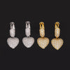 Heart Charm Hoop Earrings Iced Out 925 Sterling Silver