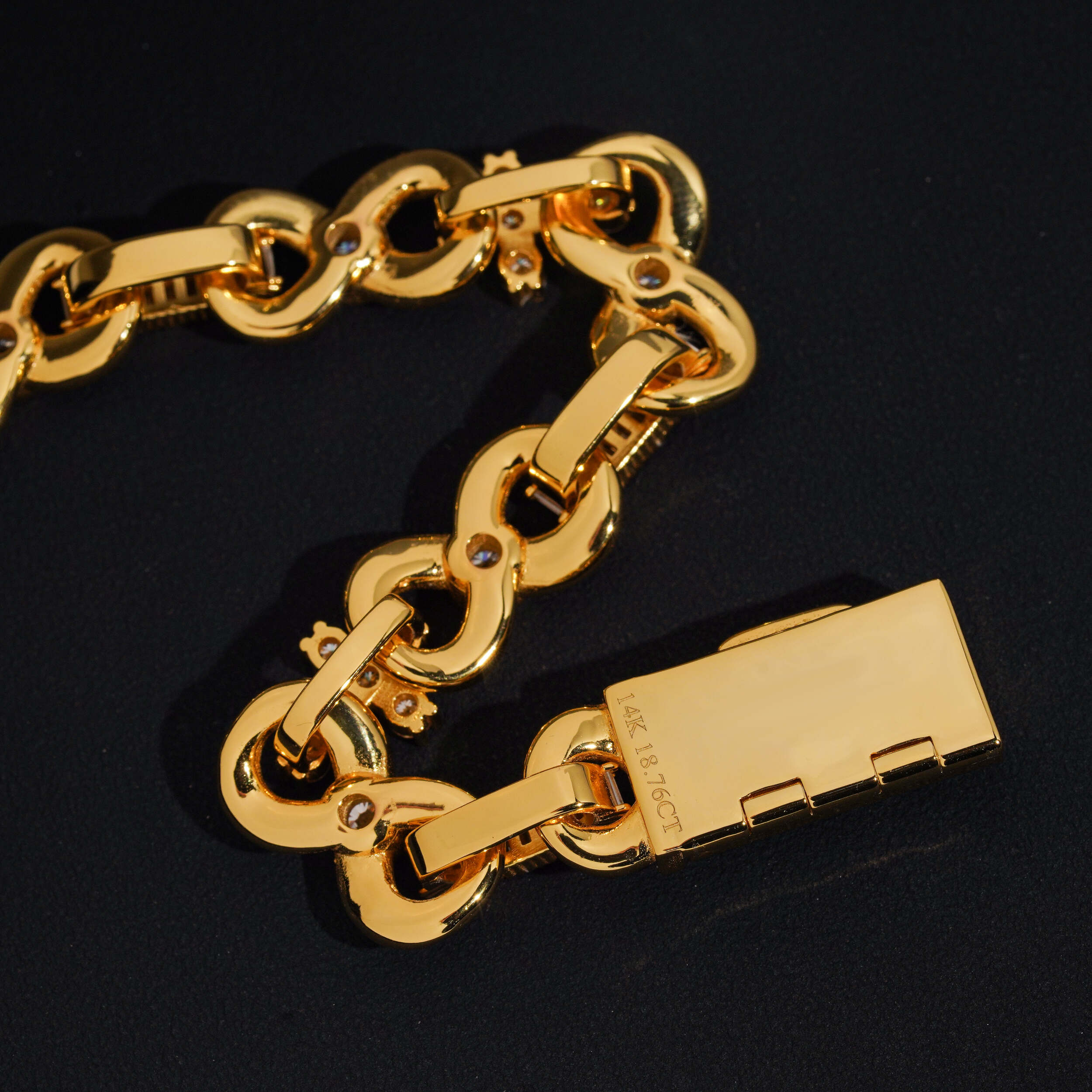18K Gold Plated Infinity Link Bracelet With Custom Name Clasp VVS Moissanite Hip Hop Jewelry