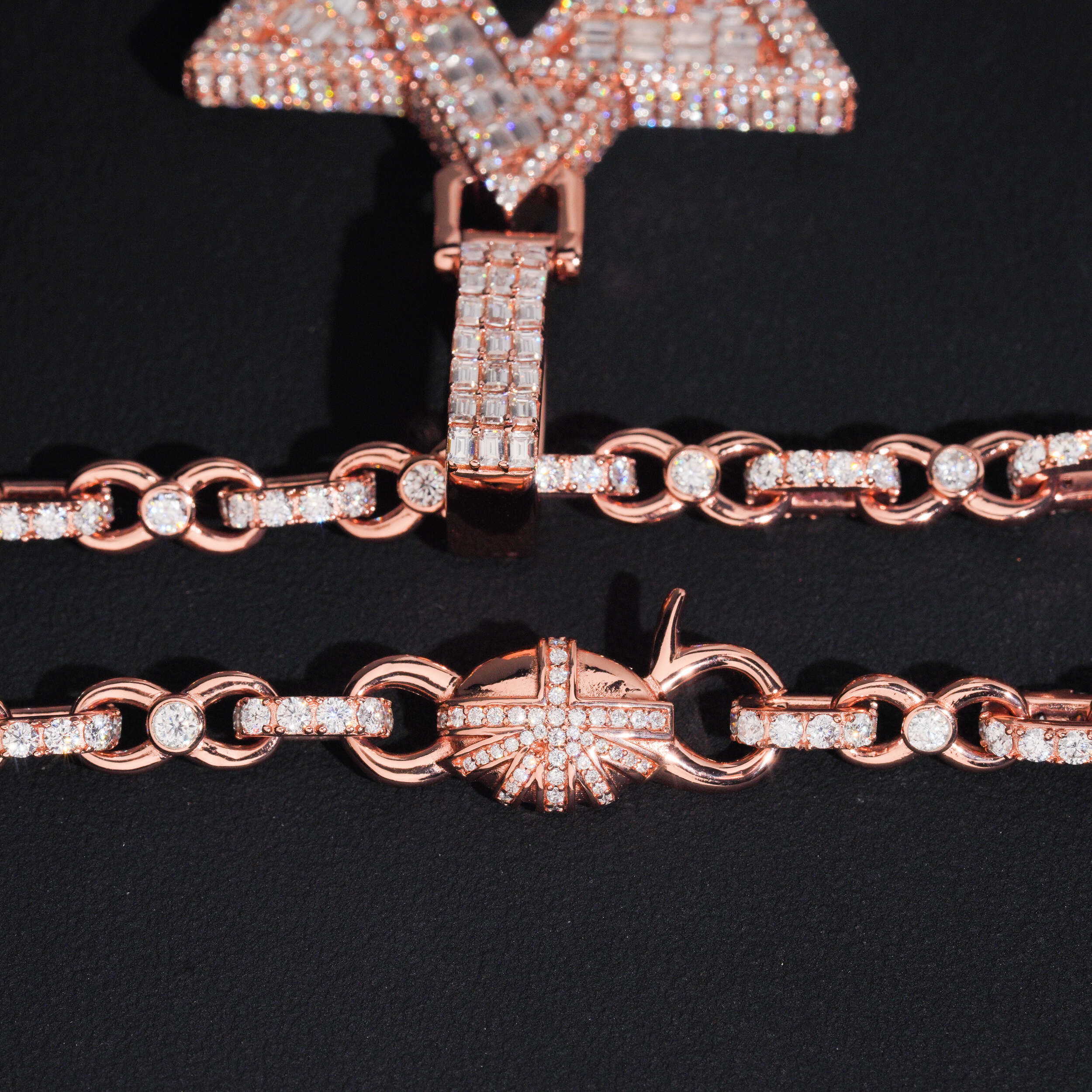 VVS Moissanite Hip Hop Jewelry Custom Made David Star Pendant With 6MM Infinity Link Chain