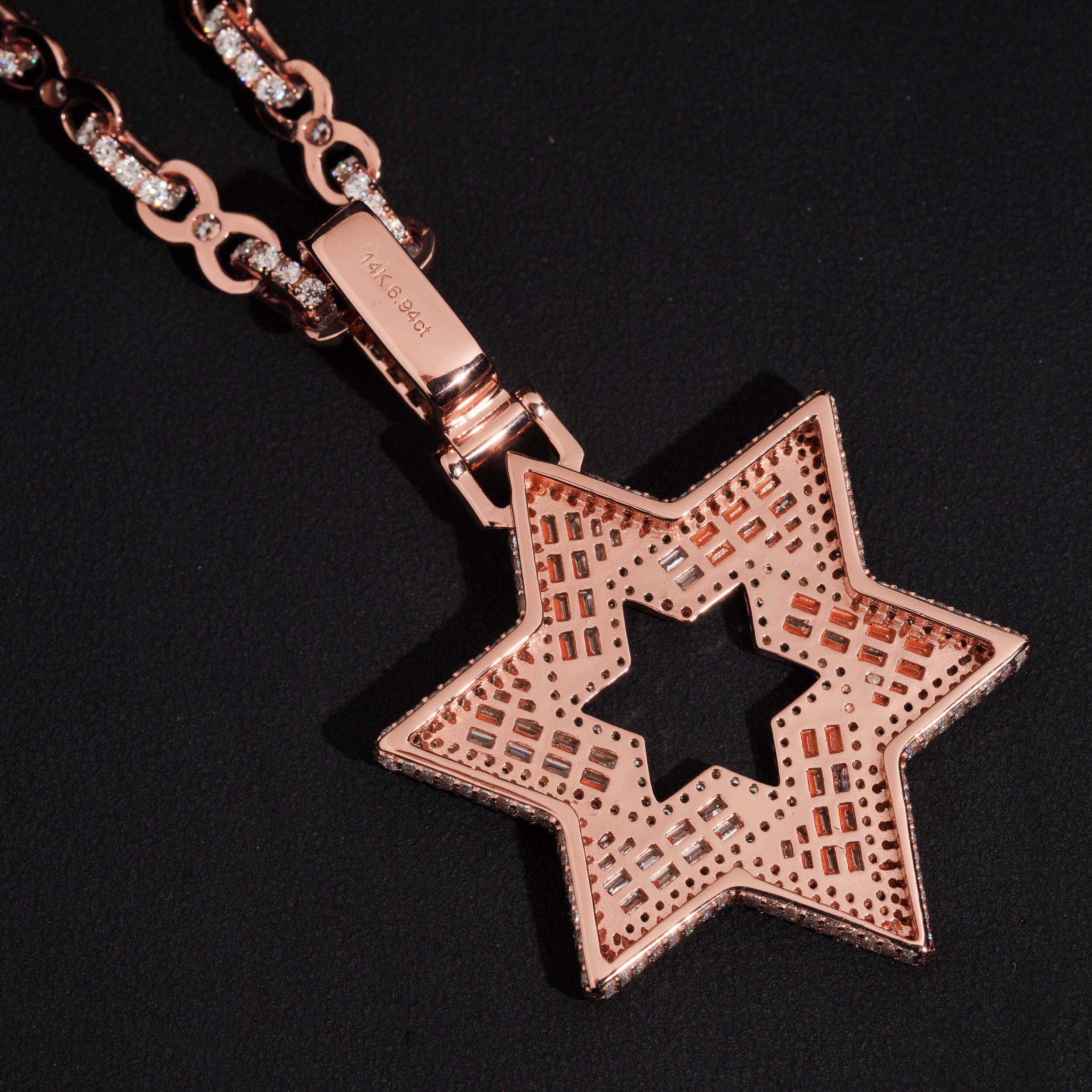 VVS Moissanite Hip Hop Jewelry Custom Made David Star Pendant With 6MM Infinity Link Chain