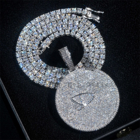 Hip Hop Custom Made 2" Width Circle Logo Pendant Iced Out With VVS Moissanite Diamond