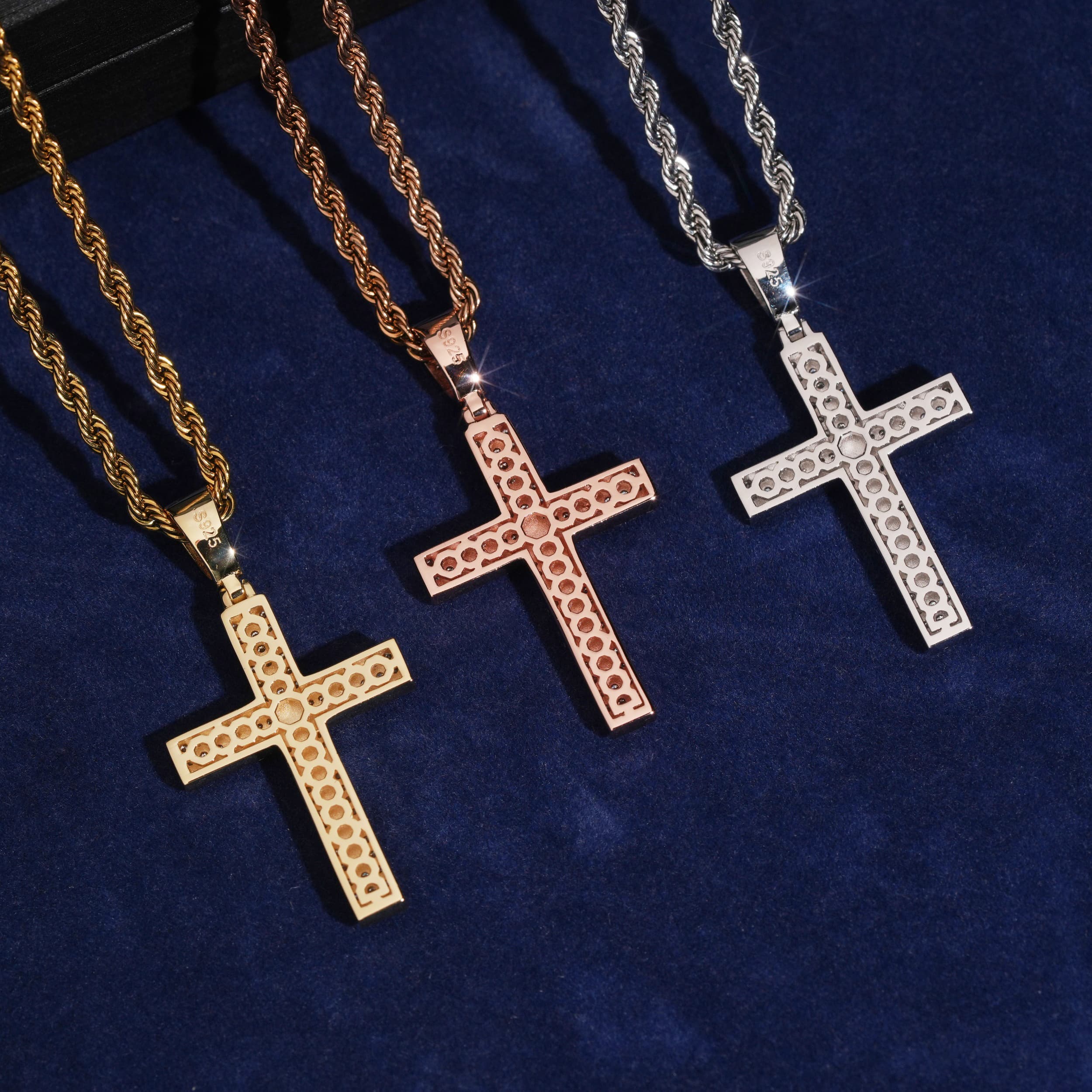 Cross Jesus Pendant Solid Silver Match 3MM Rope Chain