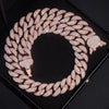 New Arrival Iced Out Dior Lock Rose Gold Mosaic Setting Cuban Link Chain Necklace 24MM Width