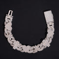 18MM Width Solid Silver VVS Moissanite Diamond Flower Mix Cross Charm Cuban Link Bracelet For Men