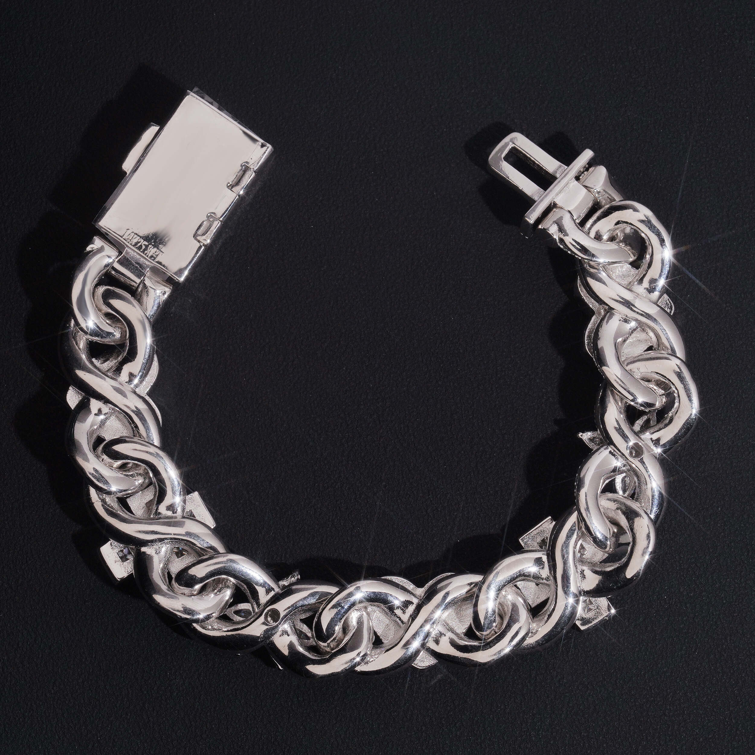 18MM Width Solid Silver VVS Moissanite Diamond Flower Mix Cross Charm Cuban Link Bracelet For Men