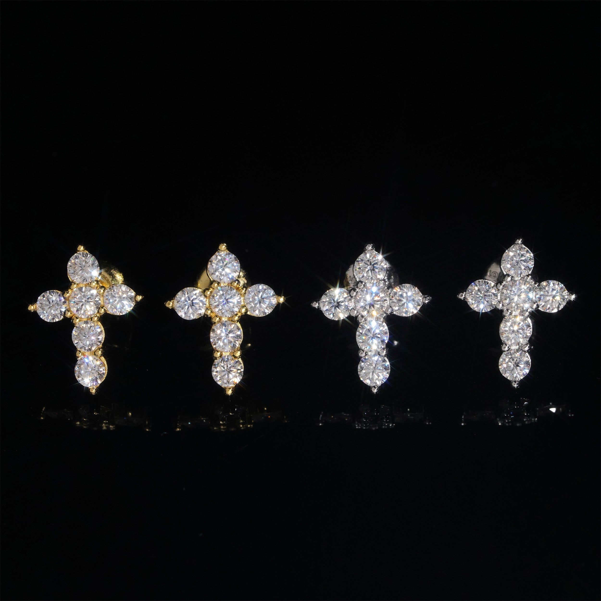 Sterling Silver 925 Screw Back Moissanite Cross Earrings Studs Gra Pass Diamond Tester