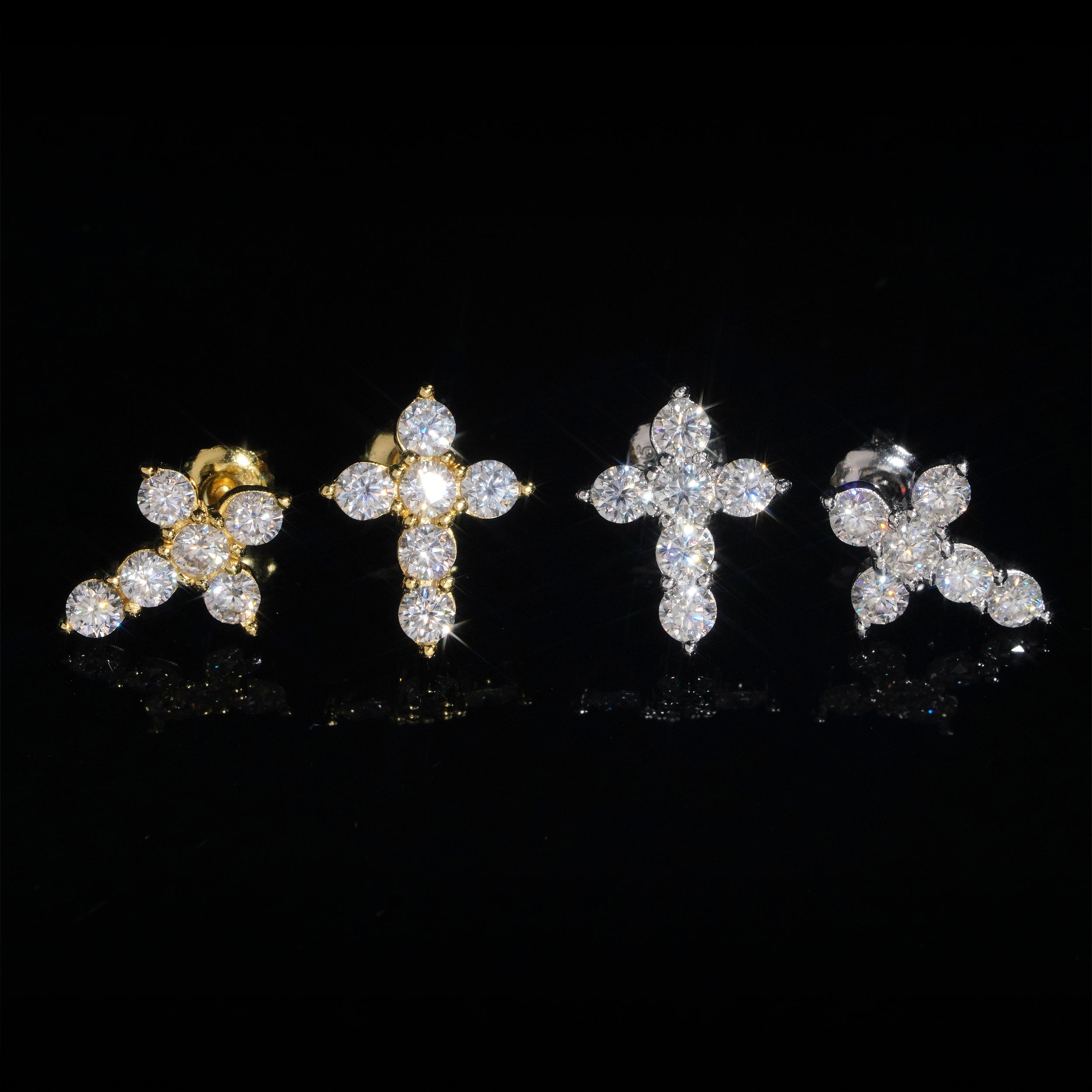 Sterling Silver 925 Screw Back Moissanite Cross Earrings Studs Gra Pass Diamond Tester