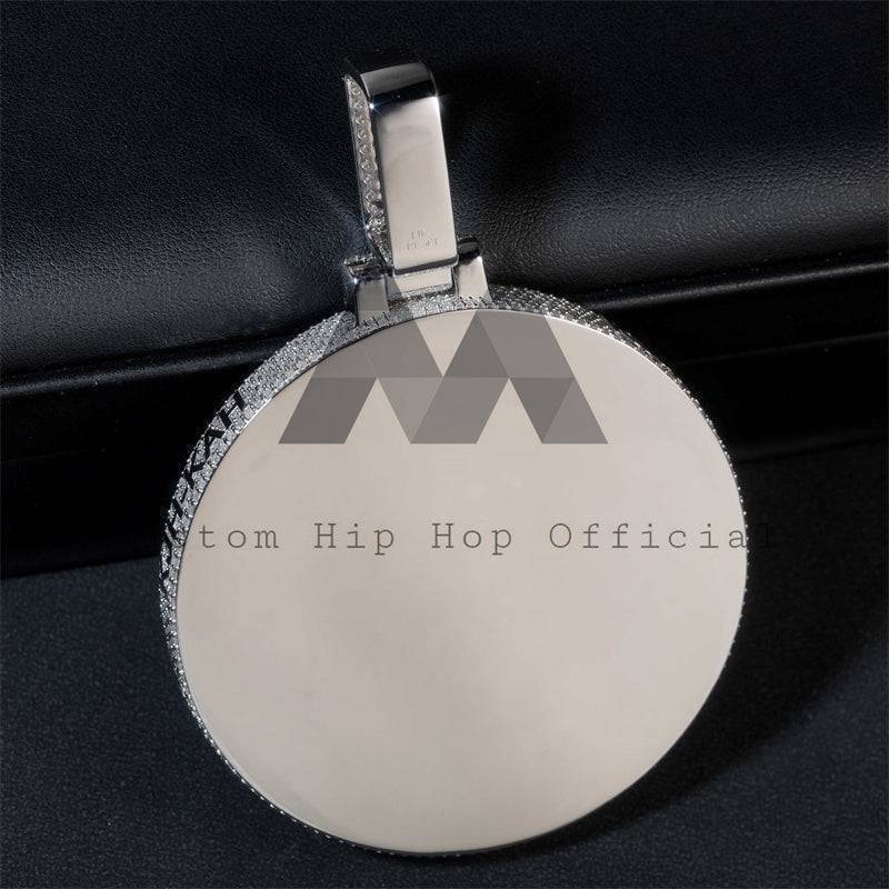 Moissanite Hip Hop Custom Made 2.5" Logo Circle Iced Out Pendant Fit FOR 13MM Cuban Link Chain