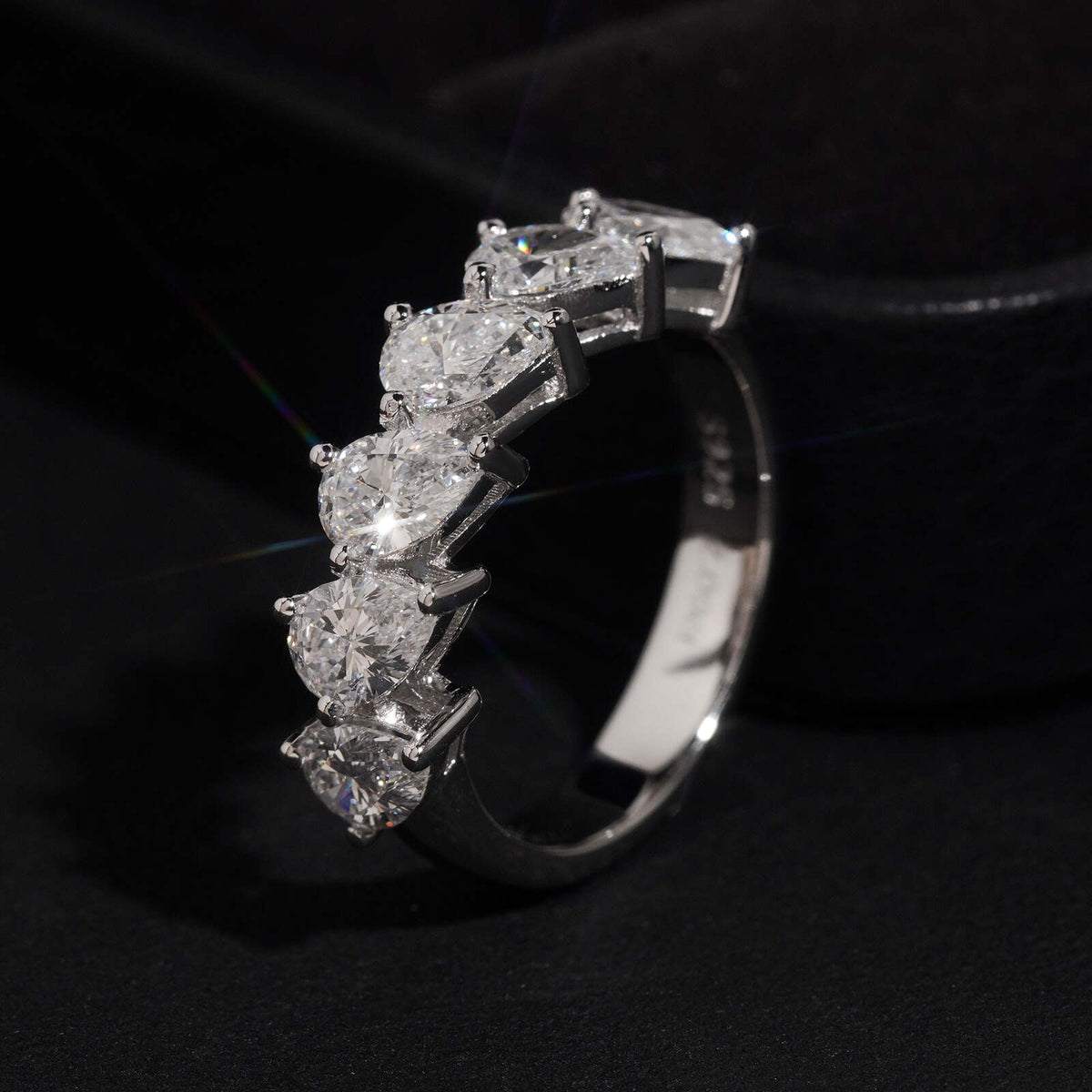 3CT Pear Cut VVS Lab Grown Diamond Eternity Ring Band