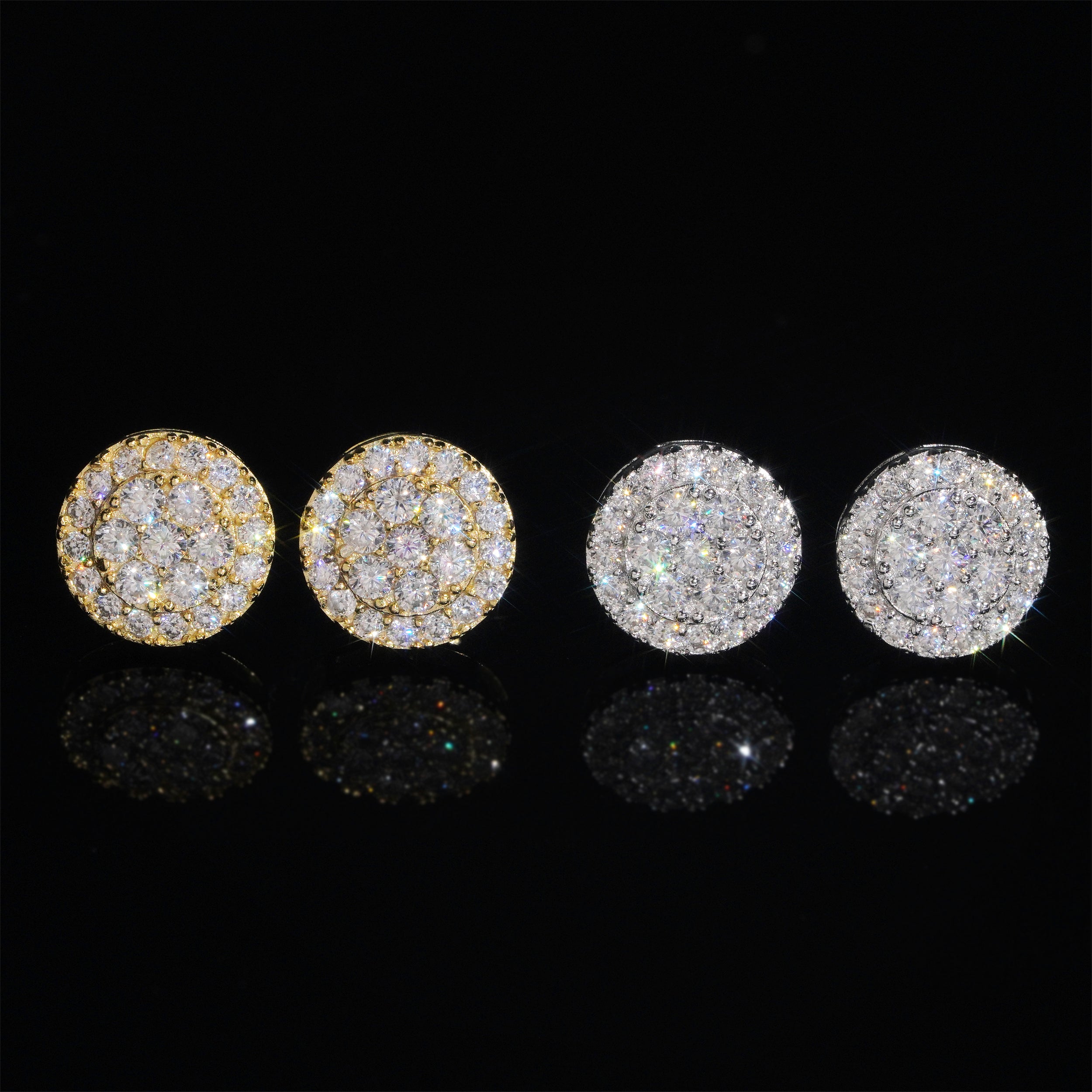 Pass Diamond Tester Iced Out Circle Round Moissanite Stud Earrings For Men