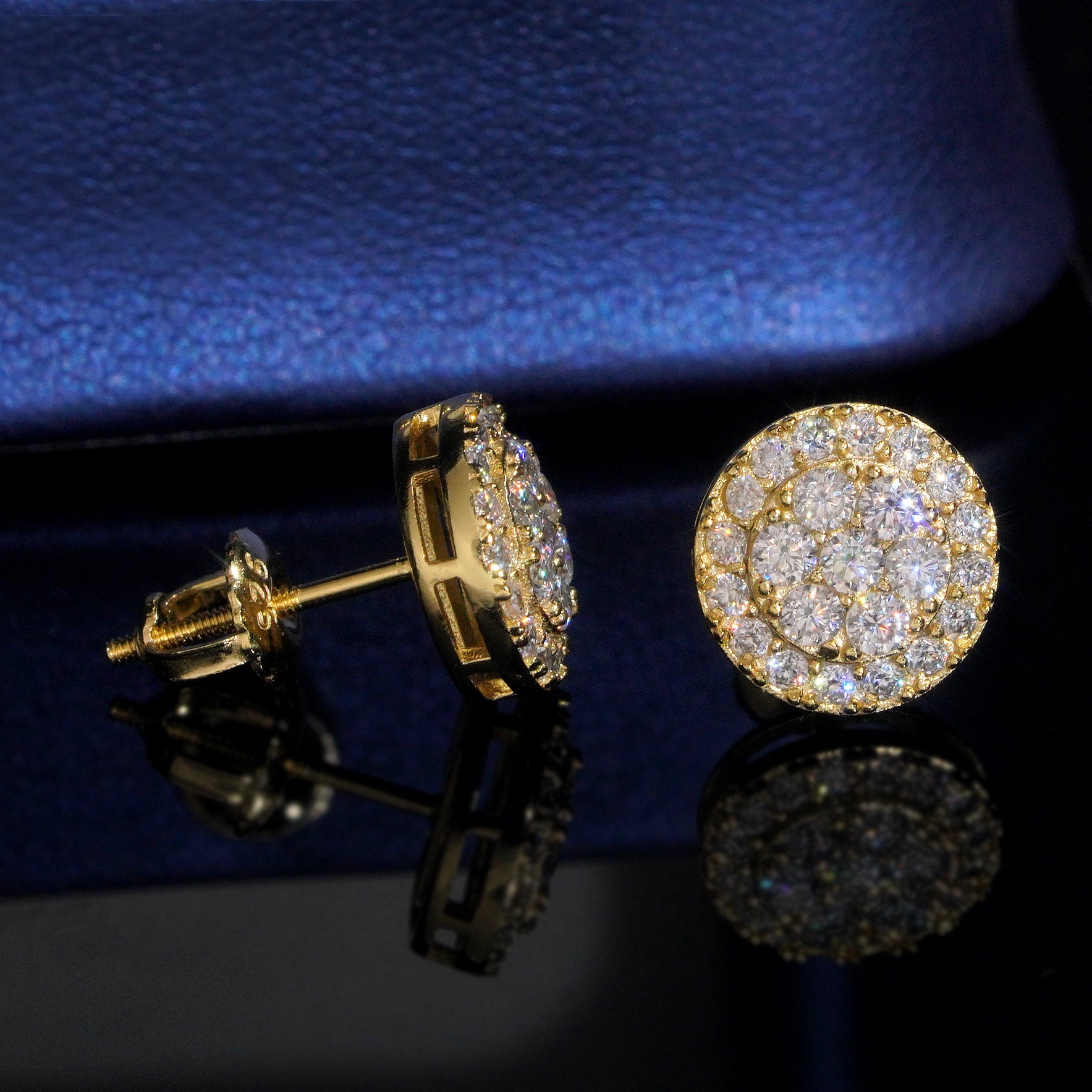 Pass Diamond Tester Iced Out Circle Round Moissanite Stud Earrings For Men