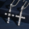 4MM Moissanite Diamond Inverted Upside Down Setting Solitaire Cross Pendant