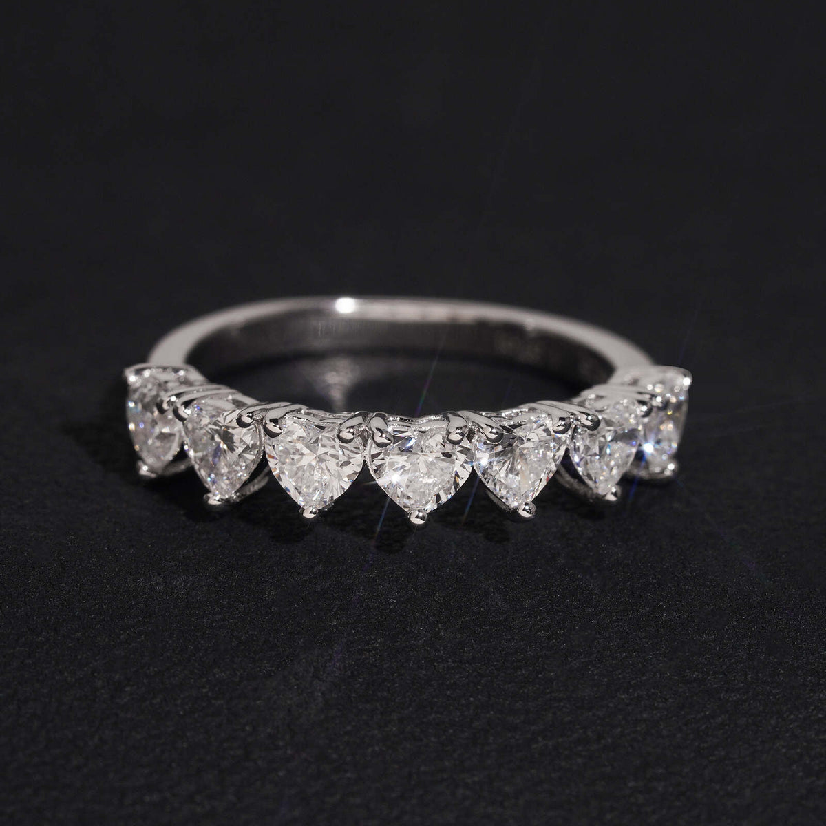 2.1CT Heart Cut Lab Grown Diamond Eternity Ring Band