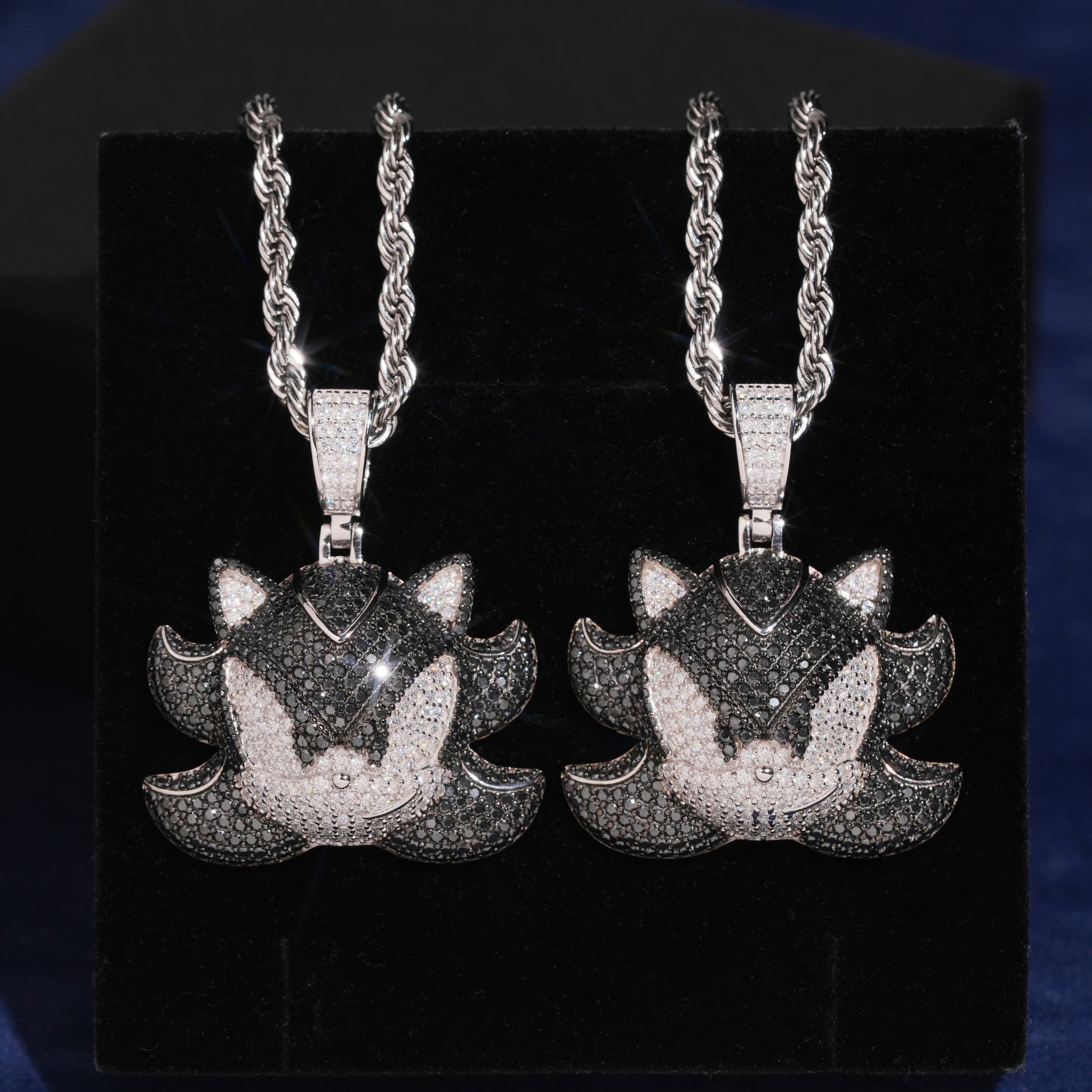 3D Iced White Mix Black Moissanite Evil Charm Pendant