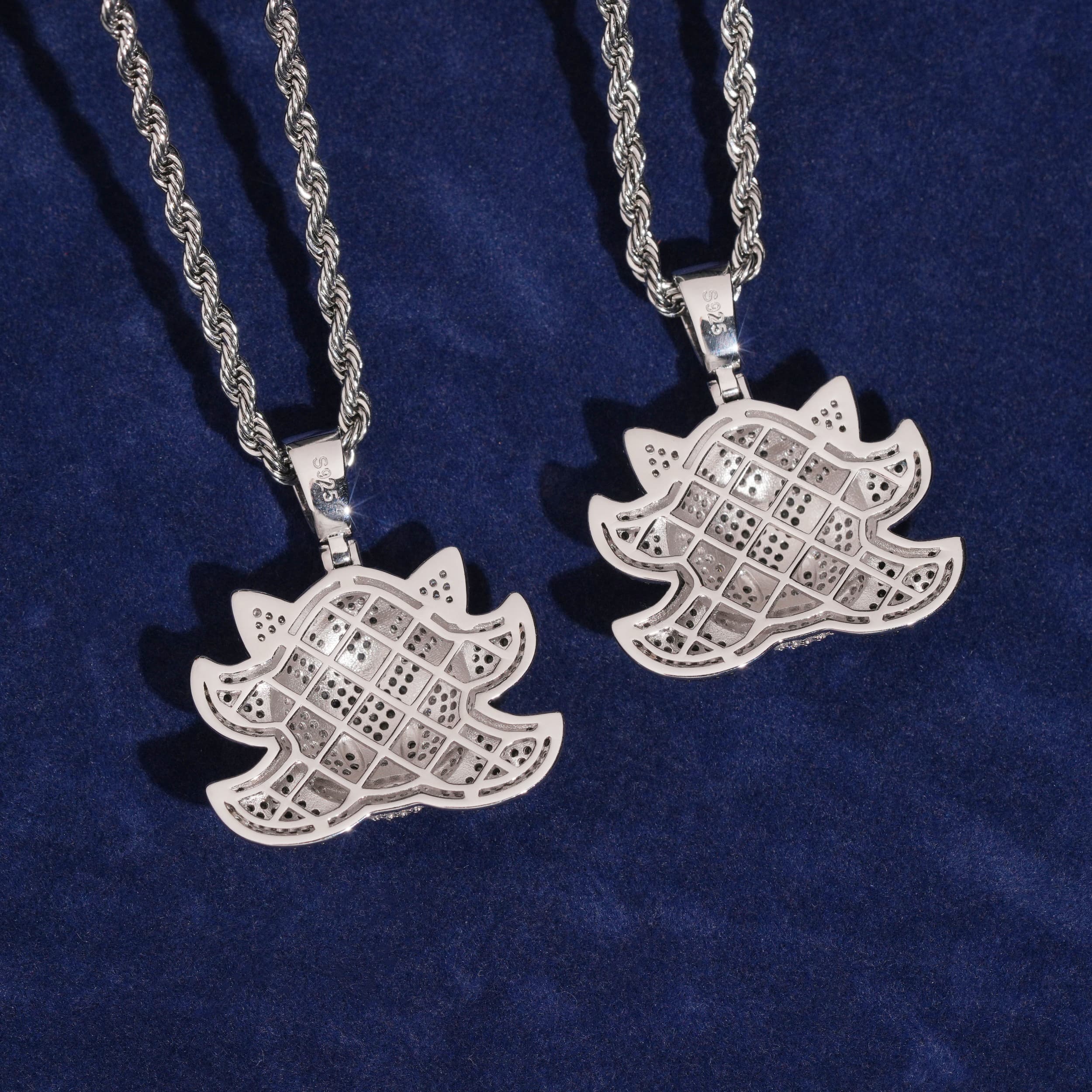 3D Iced White Mix Black Moissanite Evil Charm Pendant