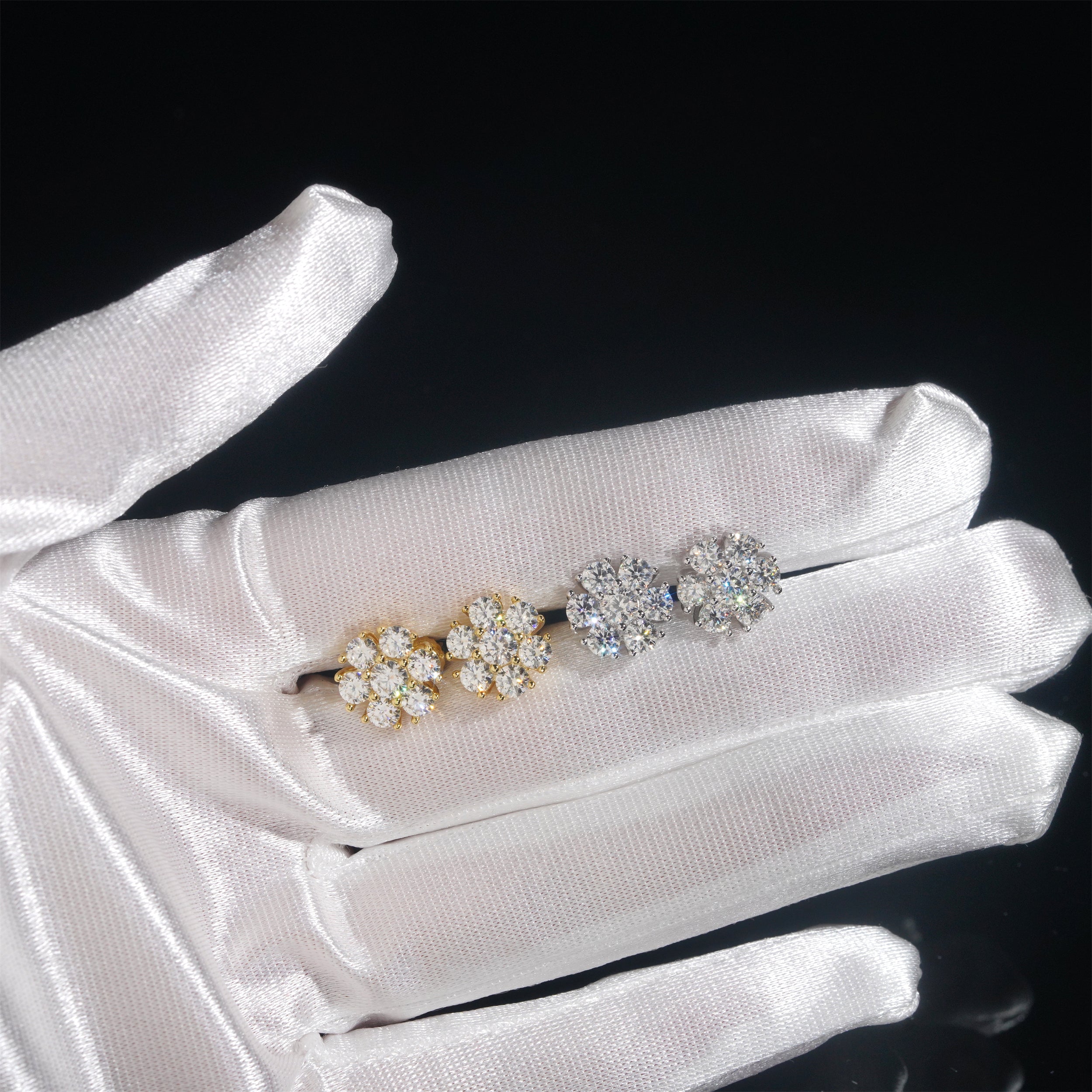 Solid Silver 12MM VVS Moissanite Studs Cluster For Men Pass Diamond Tester