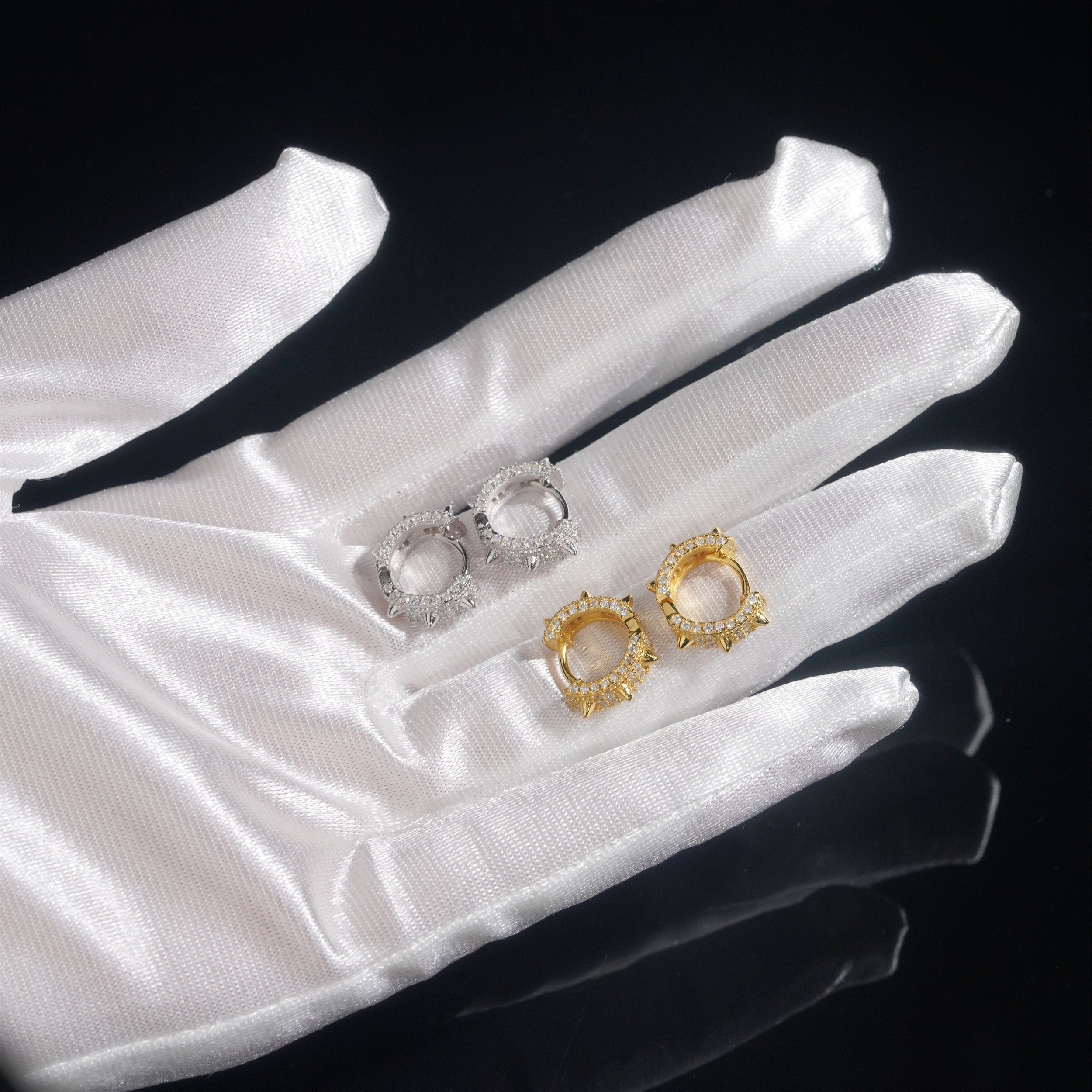 White Gold Yellow Gold Over Sterling Silver 925 VVS Moissanite Diamond Hoop Earrings