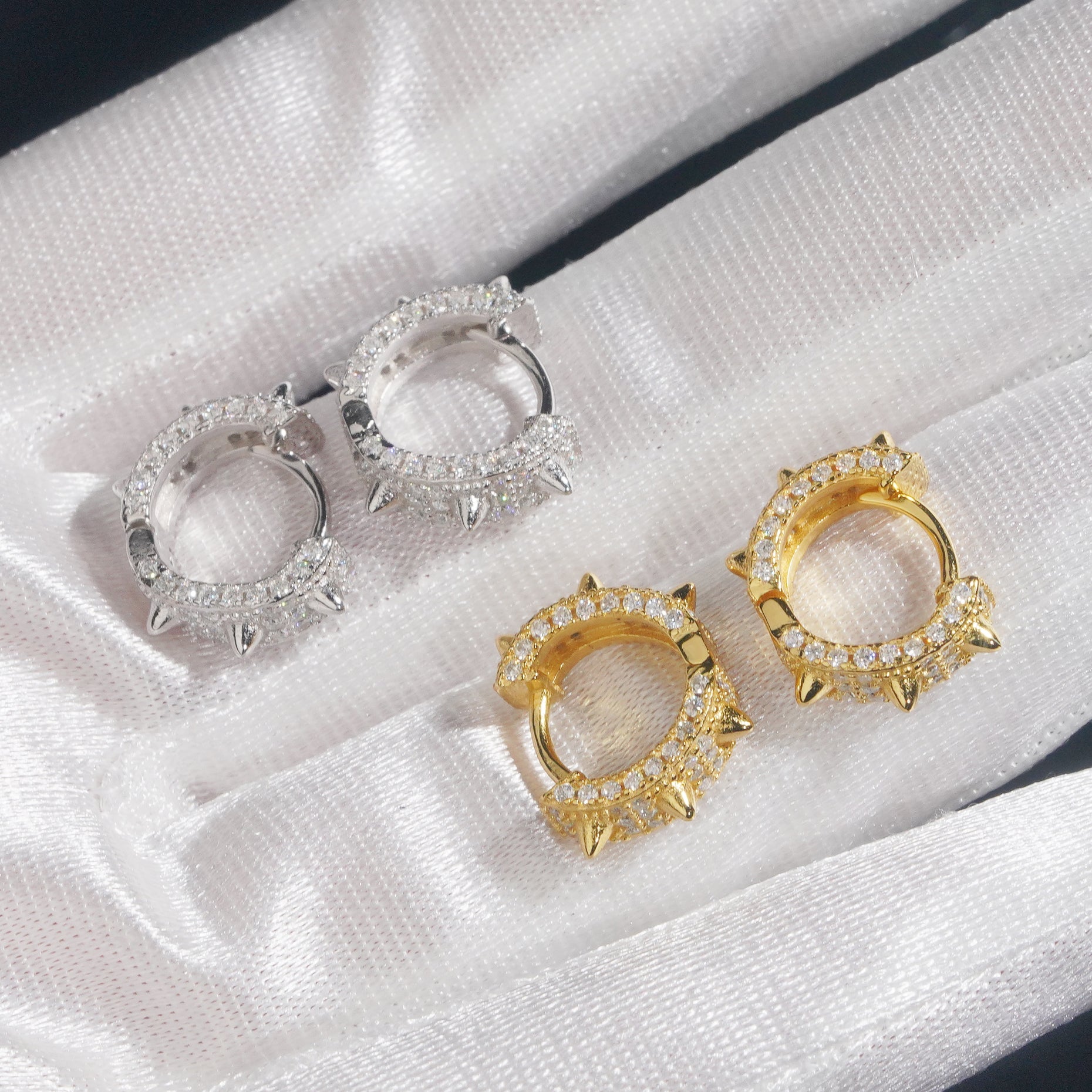 White Gold Yellow Gold Over Sterling Silver 925 VVS Moissanite Diamond Hoop Earrings