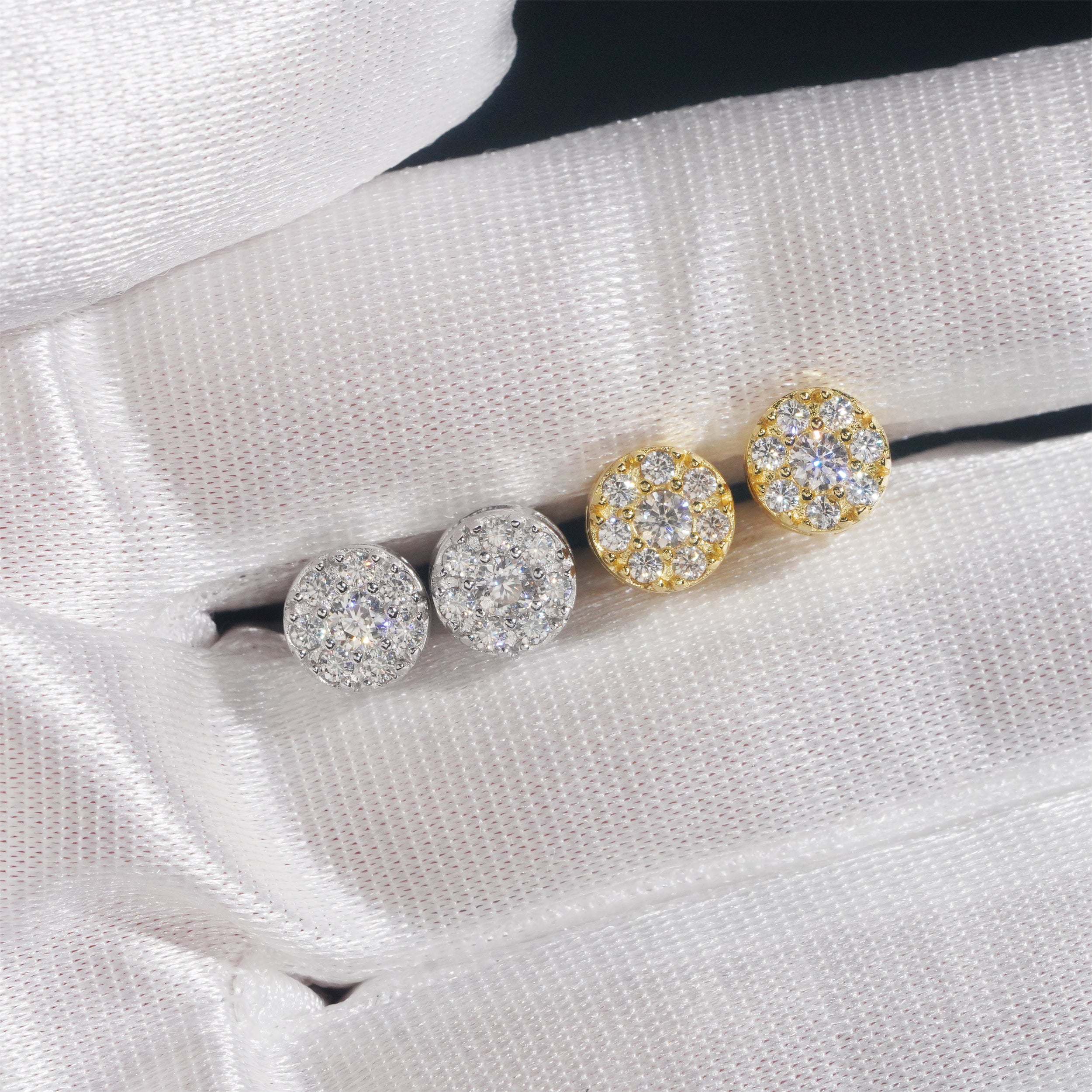 Cluster Deisgn Hot Sell Men's 925 Silver Moissanite Earrings With Screw Back