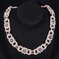 Sterling Silver 925 22MM Rose Gold Two Tone Flower Link Chain Necklace