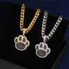 White Mix Black Moissanite Diamond Mini Size Dog Paw Pendant