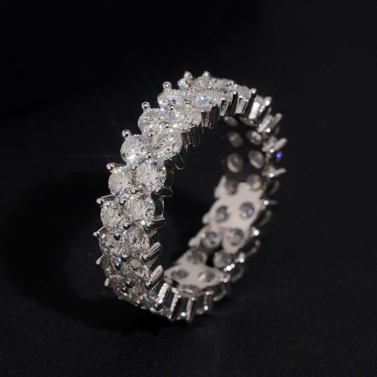 Double Row Moissanite Eternity Ring For Men
