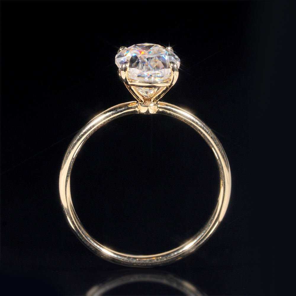 10K 14K 18K Yellow Gold 2CT Oval Cut Solitaire Ring Moissanite With GRA Report