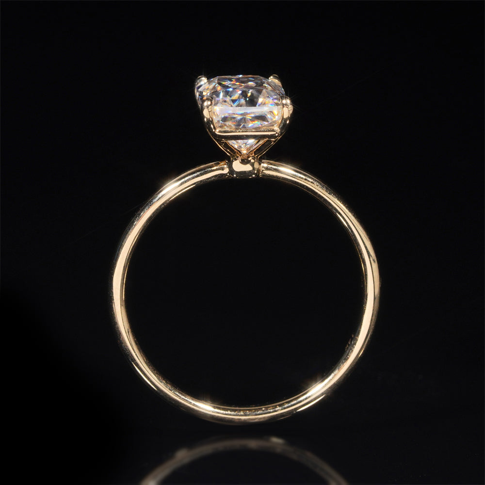 2CT Radiant Cut Solitaire Moissanite Diamond Ring 10k 14k 18k Real Yellow Gold