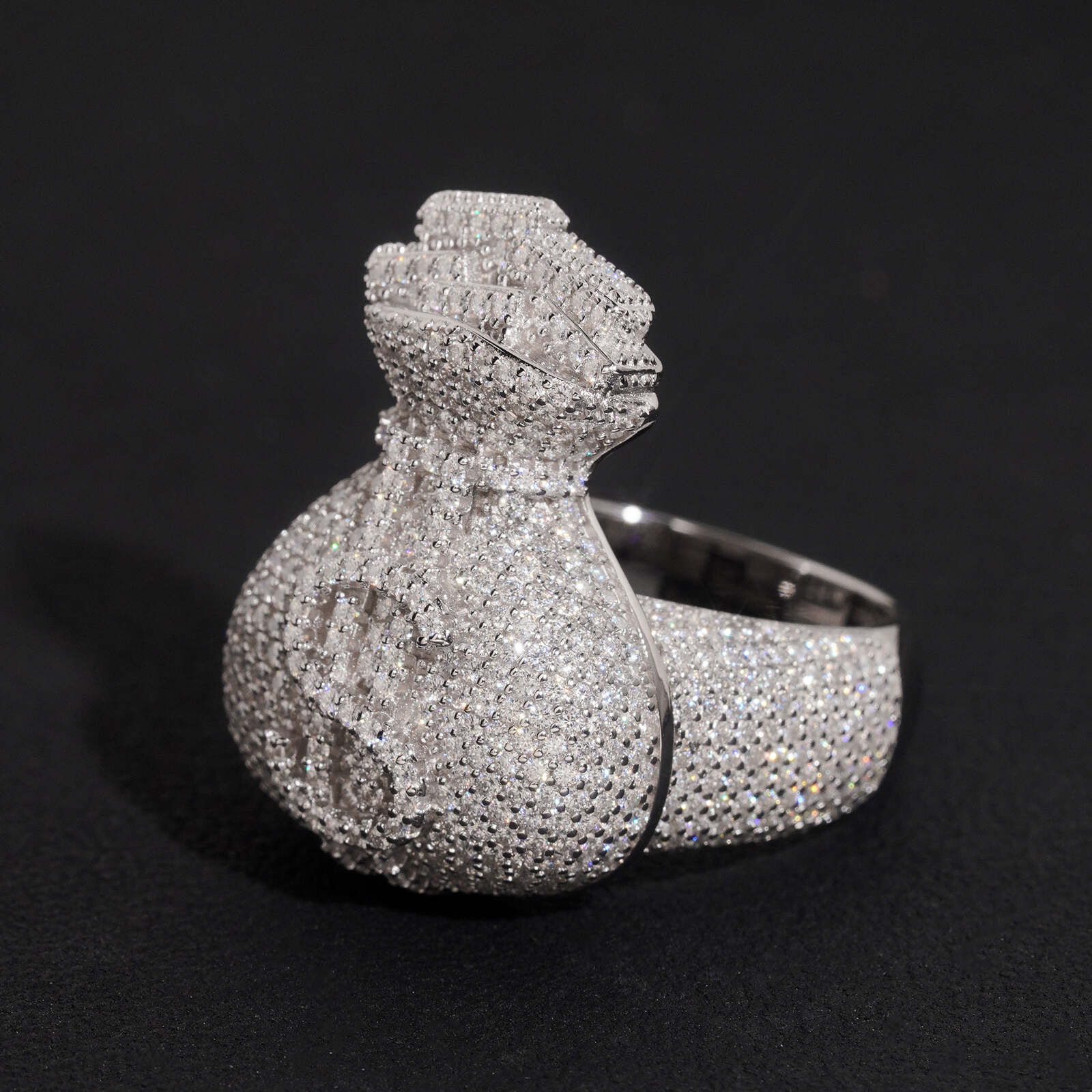 Dollar Sign Money Bag Ring Men Iced Out Moissanite Ring Jewelry