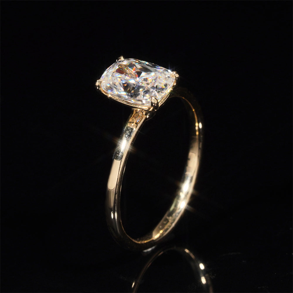 10k 14k 18k Yellow Gold Cushion Cut 2CT Moissanite Solitaire Ring