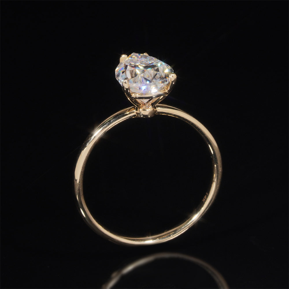 10K 14K 18K Yellow Gold 1CT Pear Cut VVS D Color Moissanite Engagement Ring Solitaire Style