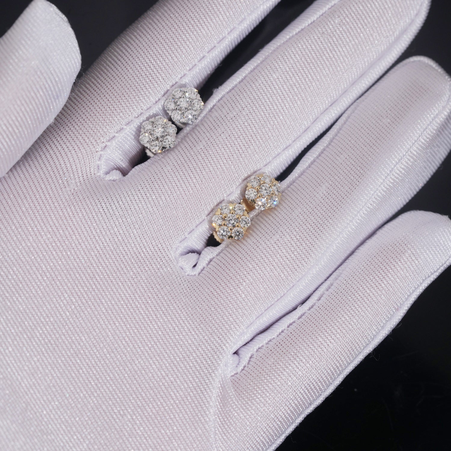 7MM Cluster VVS Lab Grown Diamond Cluster Studs Sterling Silver 925