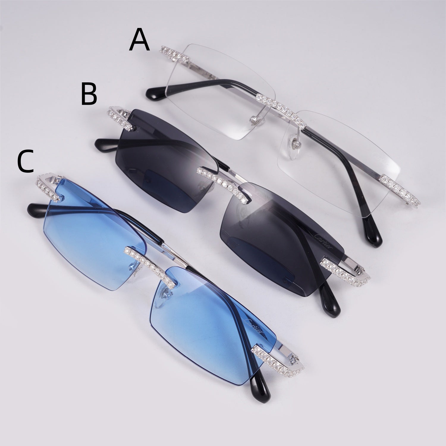 Moissanite Diamond Prong Sunglasses 14K Gold