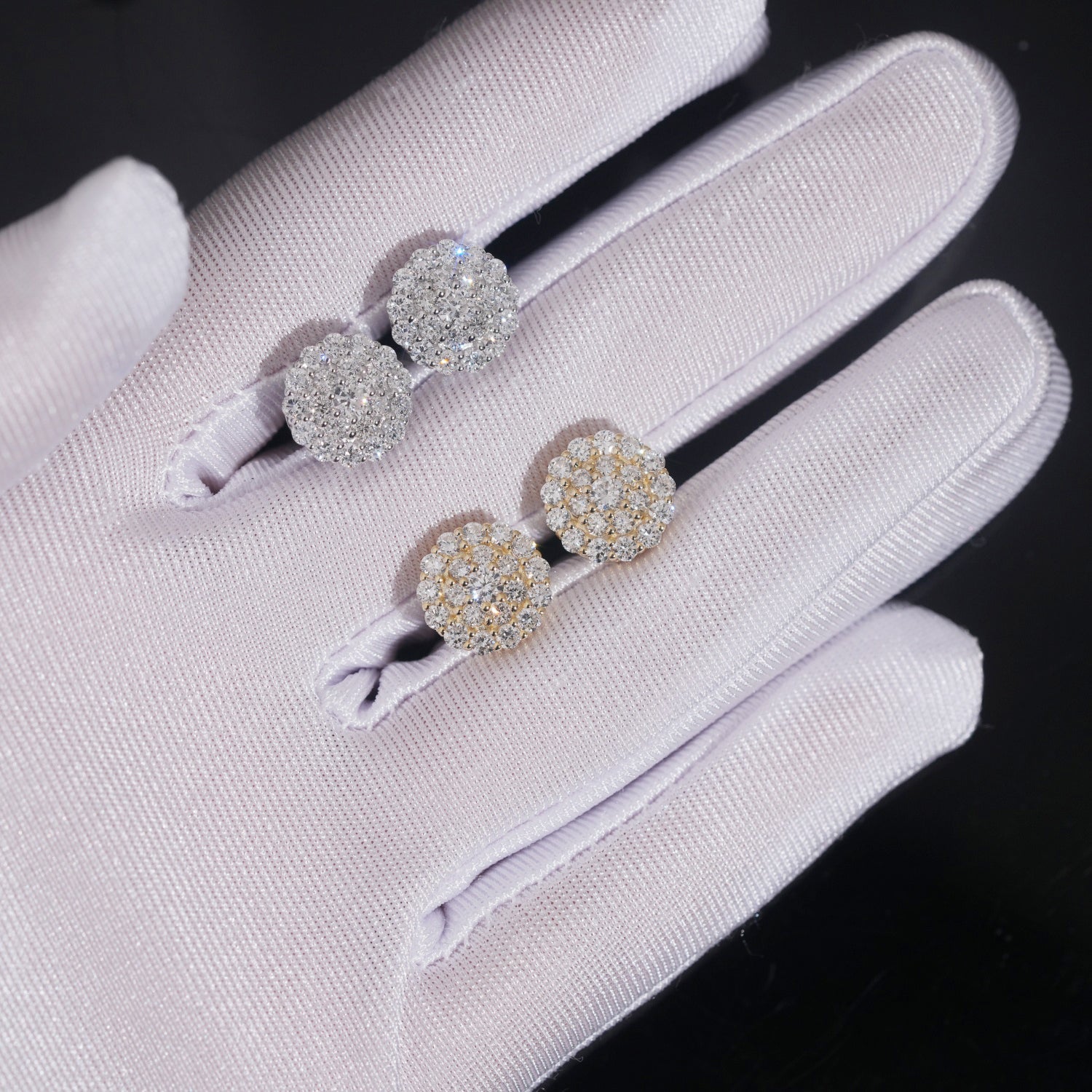 Iced Out VVS Lab Grown Diamond Men Stud Earrings 925 Silver
