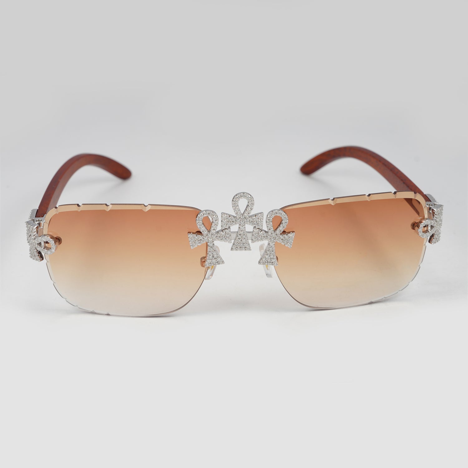 Ankh Cross Style Iced Out Sunglasses VVS Moissanite Diamond