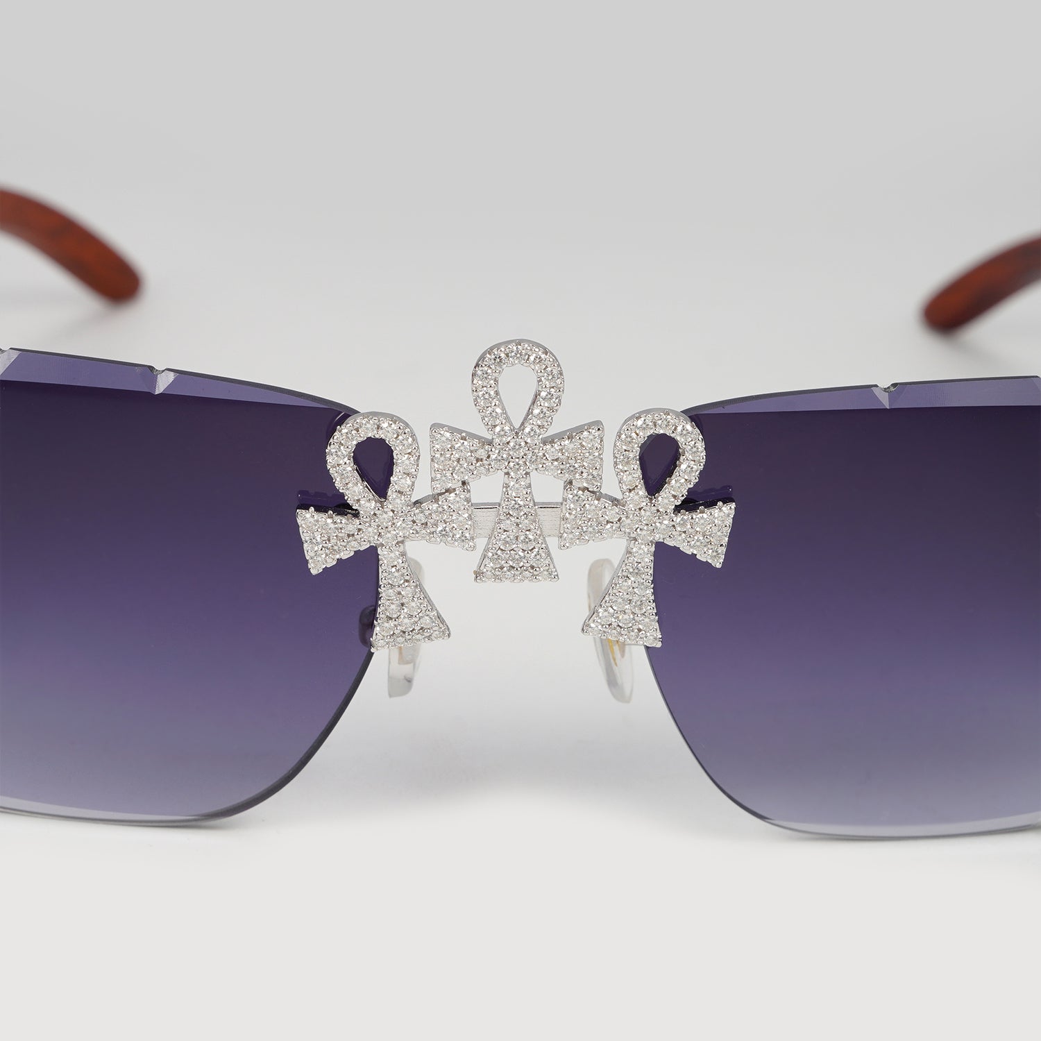 Ankh Cross Style Iced Out Sunglasses VVS Moissanite Diamond